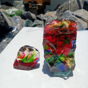 New!! 1.3kg(EB07)2pcs Stunning Rainbow Set!! Of Andara Crystal Monatomic Natural Rough smashed limited item for meditation.