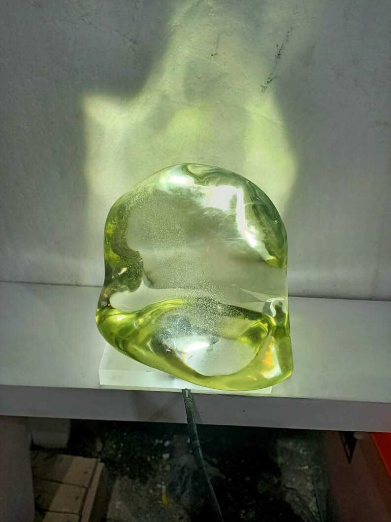 5.1kgE046 Nuovi pezziTopaz Yellow Foamof Andara Crystal Monatomic Natural lucidato con luce di base a LED per la meditazione immagine 6