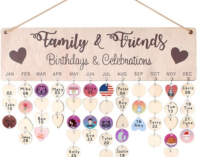 Family Birthday Board Tagsdiy Family Birthday Calendar Wall Etsy
