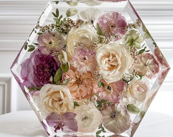 Wedding Floral Preservation | Resin Floral Preservation | Bridal Bouquet Preservation | Resin Floral Block | Custom Bouquet Preservation