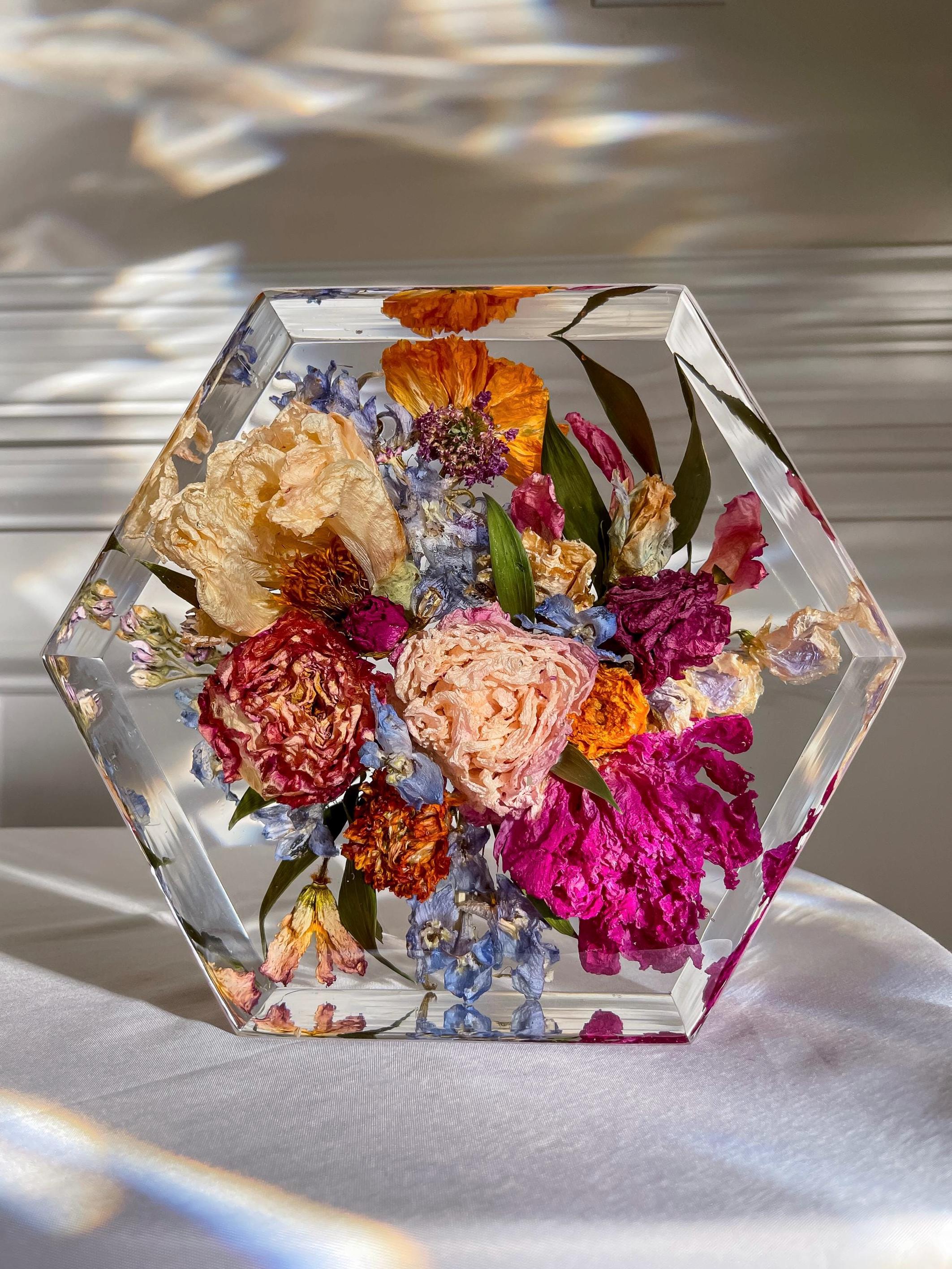 8” Hexagon Resin Wedding Floral Preservation Block - Etsy