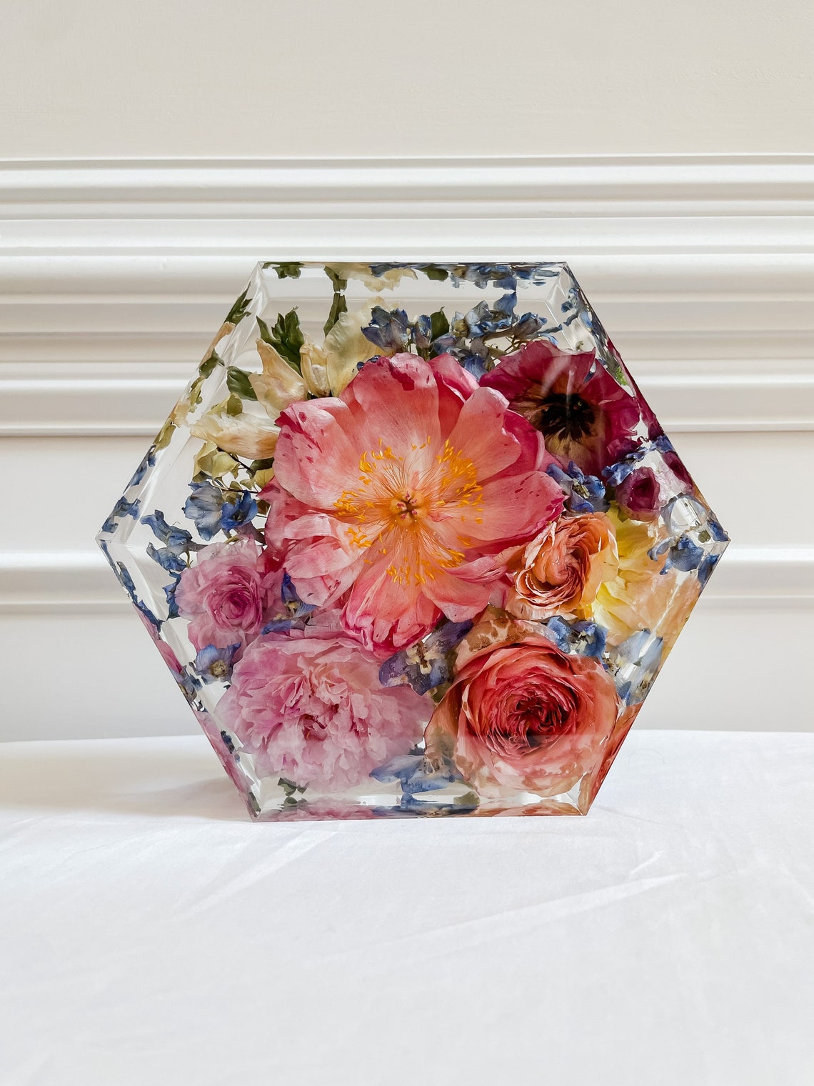 Wedding Floral Preservation Resin Floral Preservation Hexagon 9”