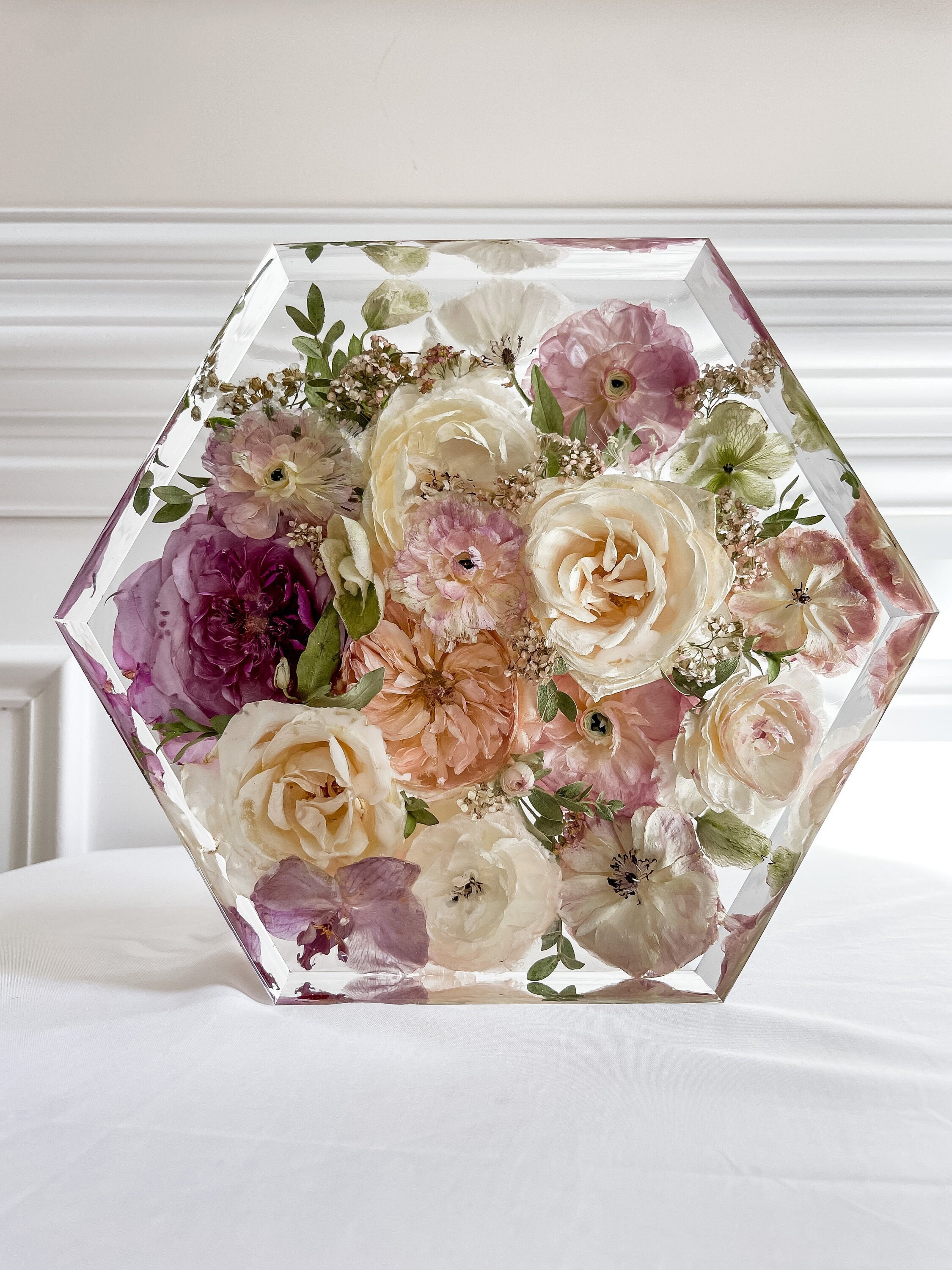Custom Wedding Boutonniere Preservation Block Resin Flower