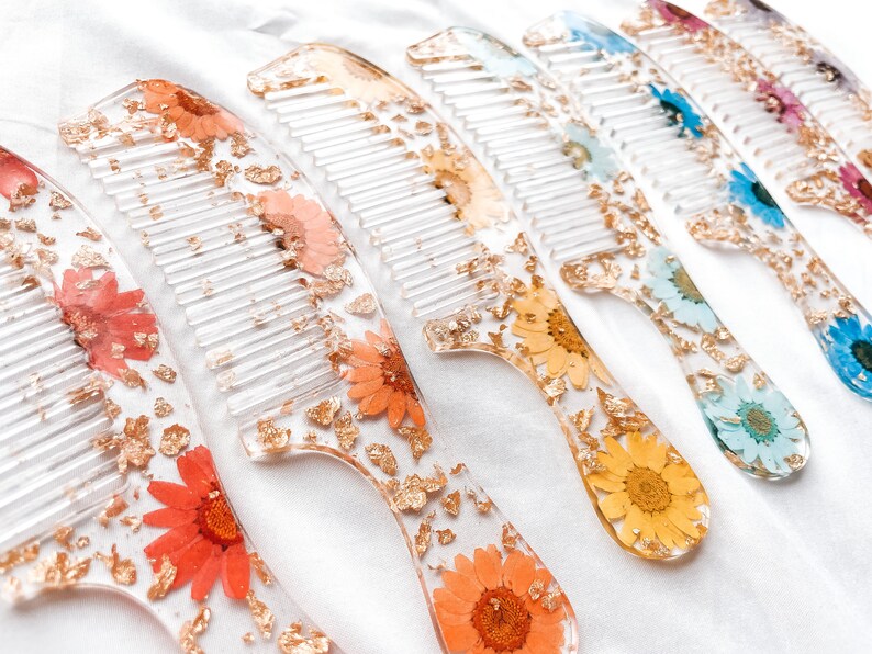 Resin Comb Resin Flower Comb Floral Resin Comb Pressed Etsy