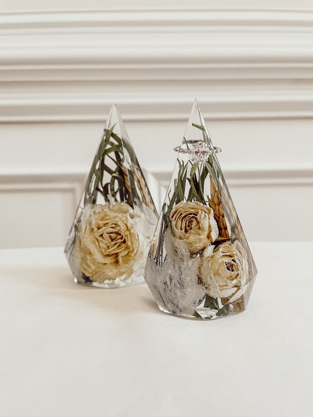 Custom Ring Holder With Dried Flowers Only Resin Ring Diamond Holder Bridal Floral Preservation Wedding Resin Floral Preservation Etsy