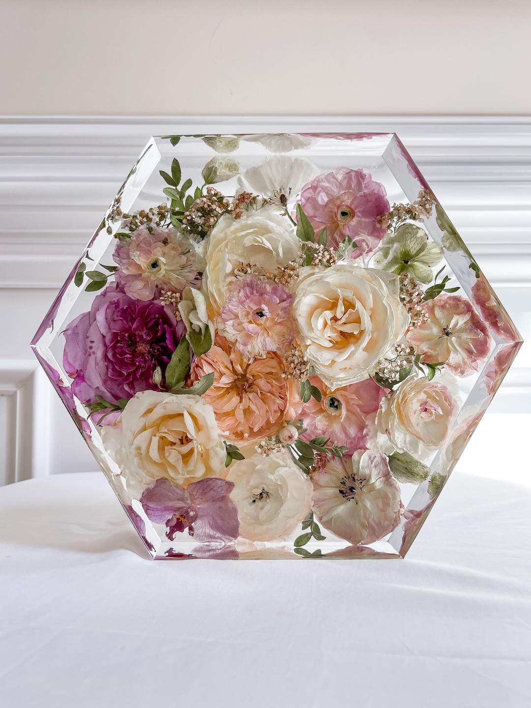 Wedding Bouquet Resin Preservation: Custom Floral Block
