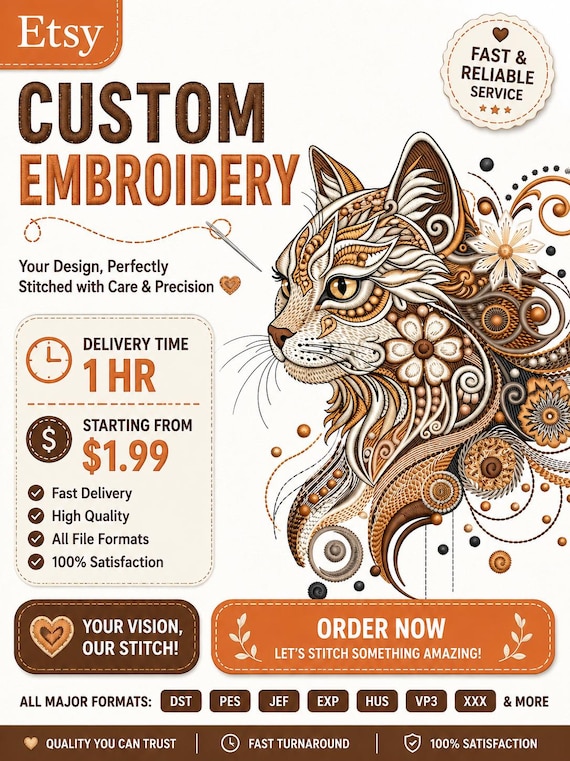 Custom Embroidery Digitizing, Logo Digitizing, Embroidery Digitizing Service, Image Digitizing Embroidery, Custom Digitize
