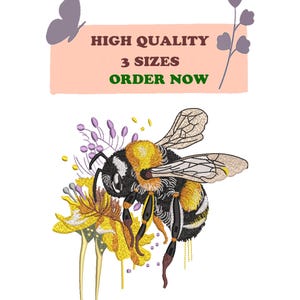 Motif de broderie Machine floral abeille : motif nature printemps dst pes hus exp jef