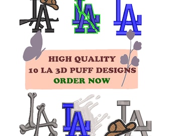 10 LA Dodgers 3D Puff Embroidery Designs for Hats (Digital Download)