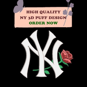 NY Logo Embroidery Design Digital File | 3D Puff Embroidery ny design || Machine Embroidery Files |dst pes jef