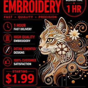 Custom Embroidery Digitizing, Logo Digitizing, Embroidery Digitizing Service, Image Digitizing Embroidery, Custom Digitize