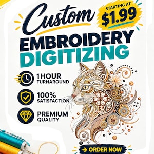 Custom Embroidery Digitizing Service, Logo to DST PES JEF, Hat Cap Patch Digitizing