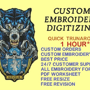 Custom Embroidery Digitizing, Logo Digitizing, Embroidery Digitizing Service, Image Digitizing Embroidery, Custom Digitize,DST, DST file