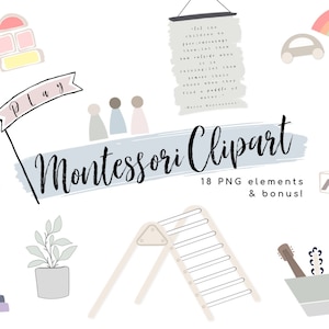 Montessori Clipart, Montessori Inspired Graphics, Illustrations for Instagram Story Highlights, Graphics for Teaching and Blog Graphics.