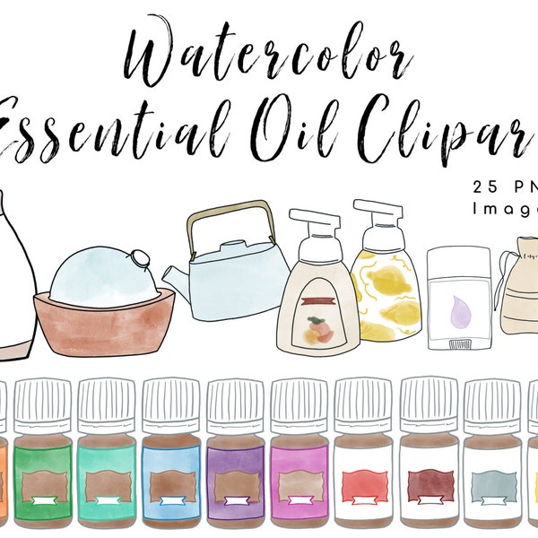 Essential Oil Clipart, Young Living Essential Oil Graphics, Illustrations for Instagram Story Highlights, Watercolor Clipart