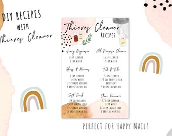 Thieves Cleaner Recipe Card. DIY Essential Oil Recipes. Essential Oils Post Card. Young Living Essential Oils. Happy Mail