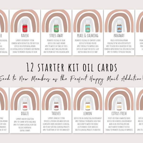 Premium Starter Kit Info Graphics. Young Living Essential Oils. Printable Happy Mail for Young Living. Rainbow Oil Illustrations