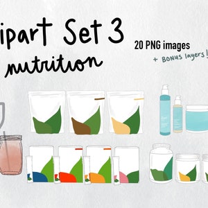 Graphics for Social Media Set 1. Nutrition and Supplement Clipart Makeup Clipart Illustrations for Instagram Story Highlights