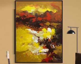 Fire Color Splash Painting: Large Abstract Impressionist Art (36x48)