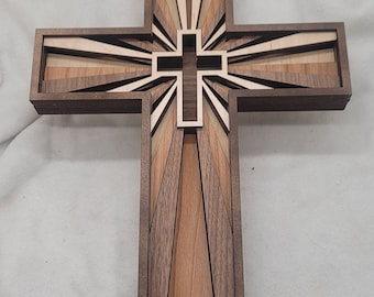 Layered wooden cross Birch or Maple top layer.