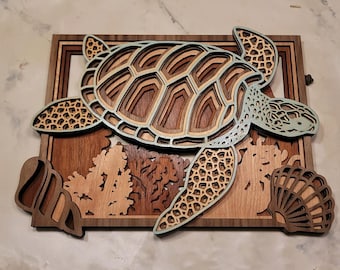 Swimming Turtle Multi-layered wood
