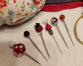 lady bug bead pins