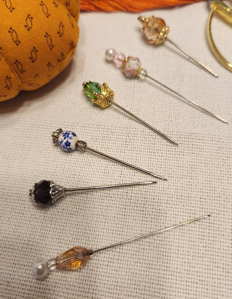 Crown bead pins image 1