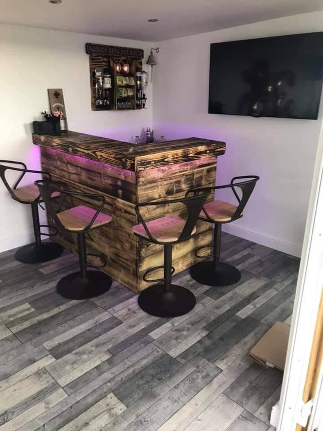 Rustic L-shaped Wooden Bar | Bespoke Garden Home Bar UK Delivery - Etsy UK