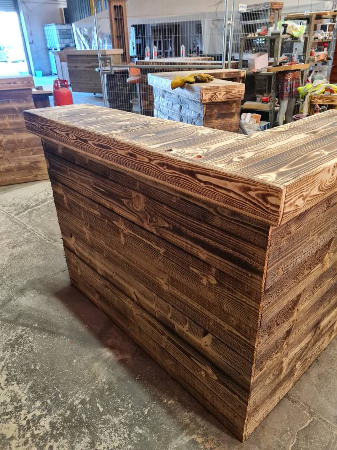 Rustic L-shaped Wooden Bar | Bespoke Garden Home Bar UK Delivery - Etsy UK