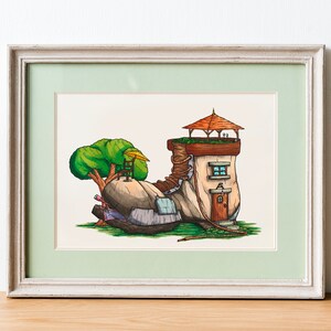 Leather Hovel - A4 Original Art, Illustration, Giclée Print, Boot, Fantasy