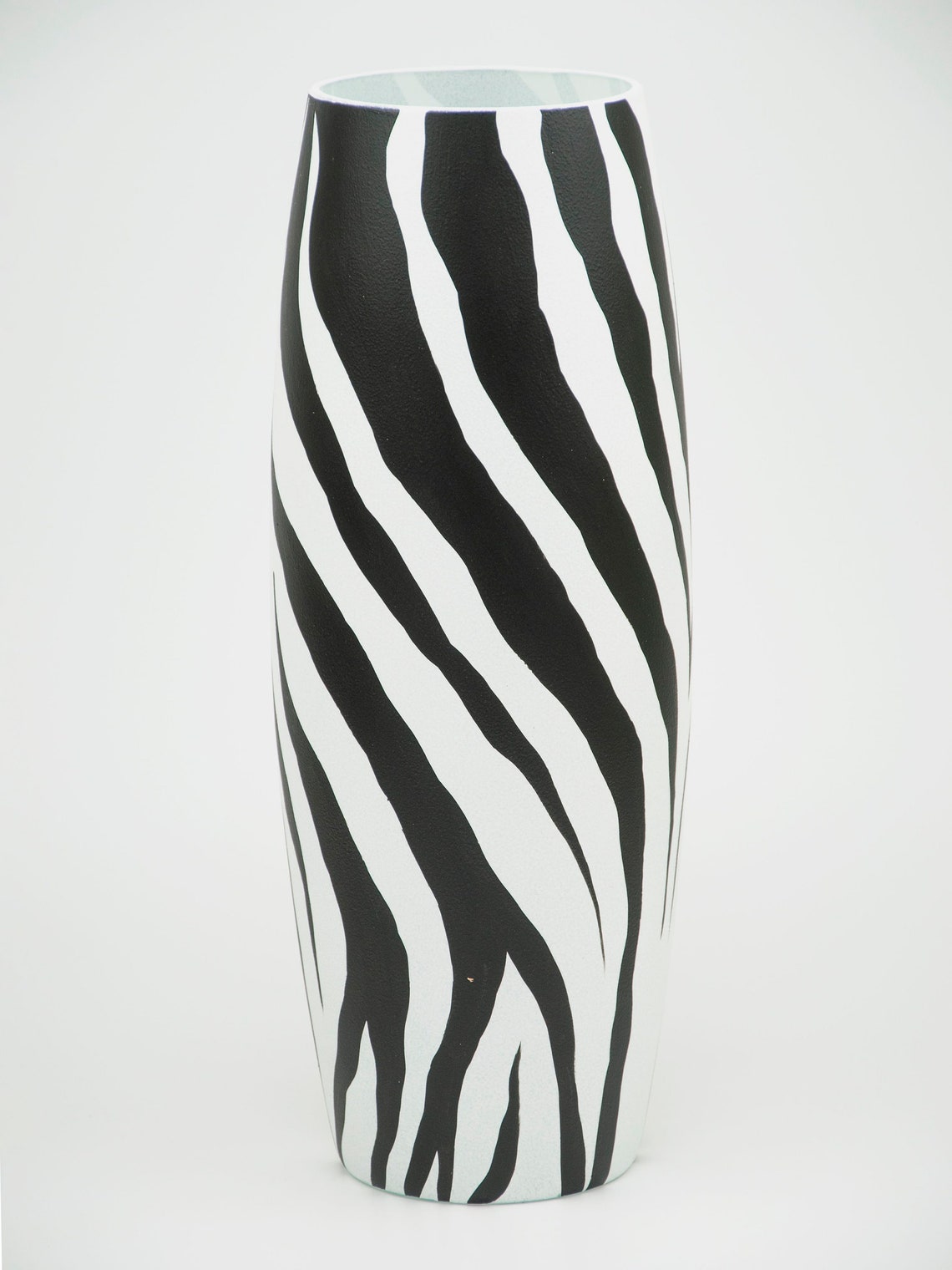 Art decorated zebra glass vase Painted Art Glass Oval Vase Etsy