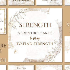 Tarjetas de escrituras de FUERZA para imprimir, tarjetas con versículos bíblicos, tarjetas de notas cristianas, tarjetas motivacionales, tarjetas cristianas, tarjetas edificantes para imprimir