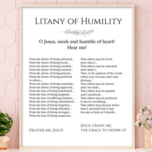 Litany of Humility Prayer Printable Humility Prayer Print Etsy