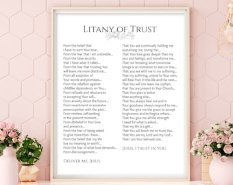 Litany of Trust prayer printable, Jesus I trust in You prayer print, catholic prayer, Christian wall art, Christian decor, catholic wall art