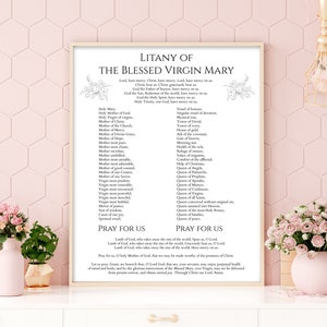 Litania della Beata Vergine Maria preghiera stampabile, stampa preghiera cattolica, preghiera Litania, Litania di Loreto, stampa biglietto di preghiera della Vergine Maria