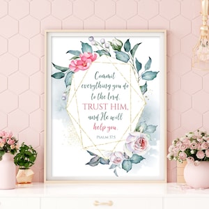 Bee alles dem Herrn, Psalm 37 5, Vertrauen Schrift Wandkunst, christliche Wanddeko, BibelVers Wandkunst, christliches Geschenk
