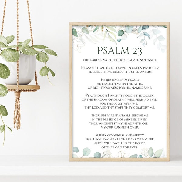 Psalm 23 The Lord is my Shepherd, 23rd psalm wall art, Psalm 23 printable, Psalm 23 digital, Psalm 23 Bible Verse Wall Art, Baptism gift