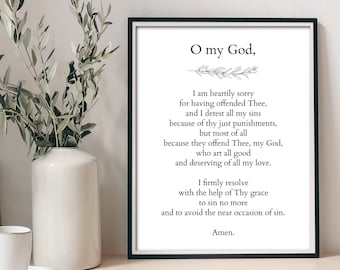 The Act of Contrition prayer printable, Humility prayer print, Contrition prayer, Repentance prayer, Penance prayer print, Catholic prayer