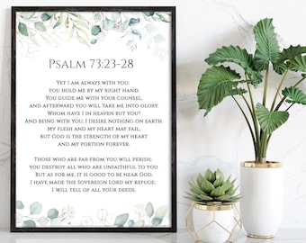 Psalm 73:23-28 printable, Psalm 73 wall art, I am always with you, 73rd psalm wall art, Christian Wall Art, Psalm 73 Bible Verse Wall Art