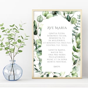 Ave Maria prayer printable, Ave Maria wall art, Ave Maria print, Hail Mary Latin prayer, Catholic prayer, Virgin Mary prayer, Mother of God