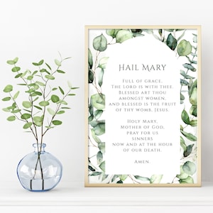 Hail Mary prayer printable, Hail Mary a wall art, Hail Mary print, rosary prayer, Catholic prayer, Virgin Mary prayer, Mother of God prayer