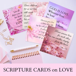 LOVE Schriftkarten druckbar, Bibelverskarten, Schriftkarten Digitaldruck, christliche Notizkarten, christliches Geschenk, Uplifting Karten