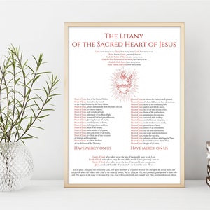Litania del Sacro Cuore di Gesù preghiera stampabile, preghiera del Sacro Cuore, stampa preghiera cattolica, devozione al Sacro Cuore di Gesù