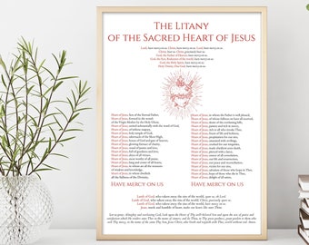 Litany of the Sacred Heart of Jesus prayer printable, Sacred Heart prayer, Catholic prayer print, Devotion to the Sacred Heart of Jesus