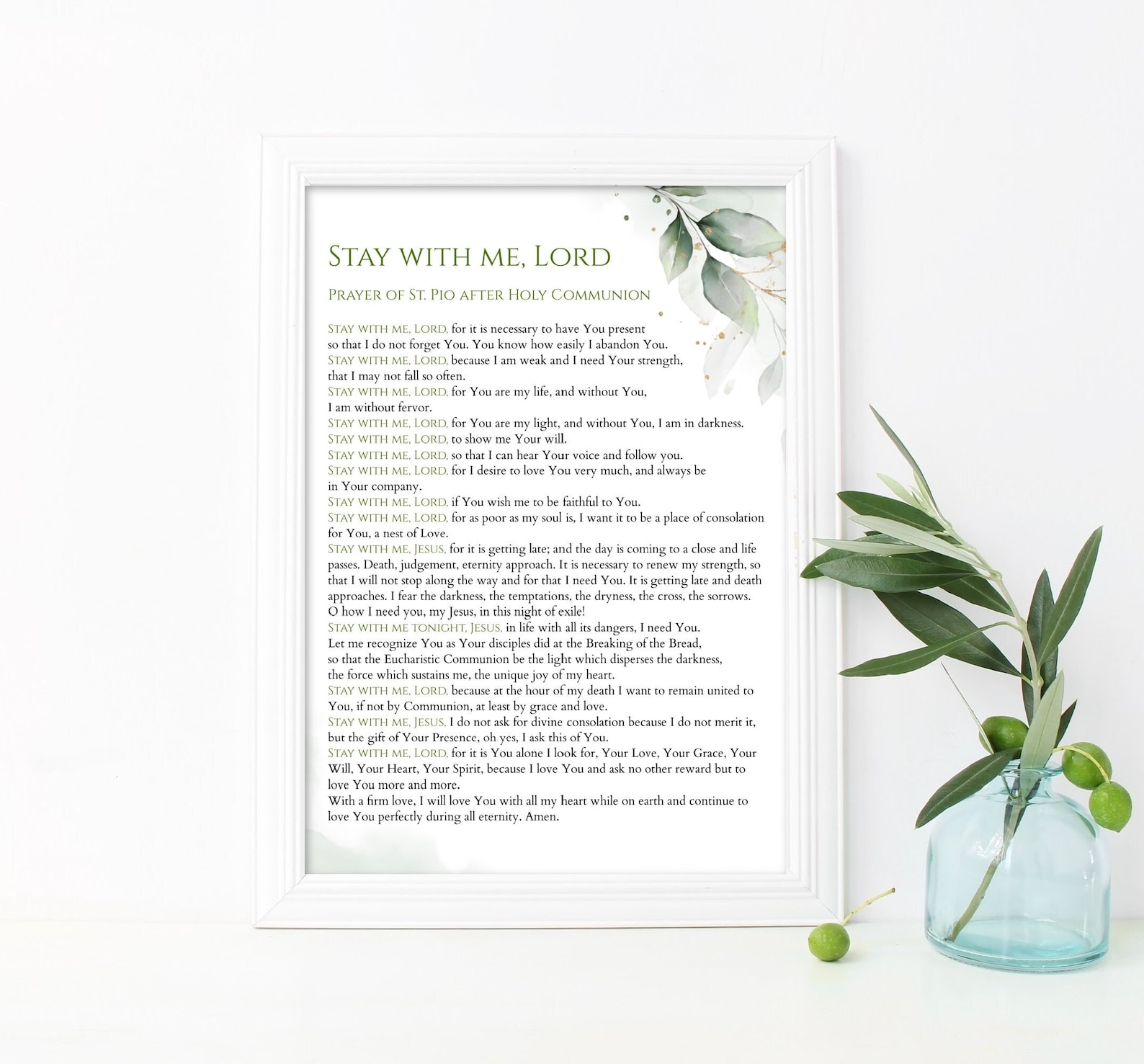 Stay With Me Lord St. Padre Pio Prayer Printable, Padre Pio Prayer, Fr ...