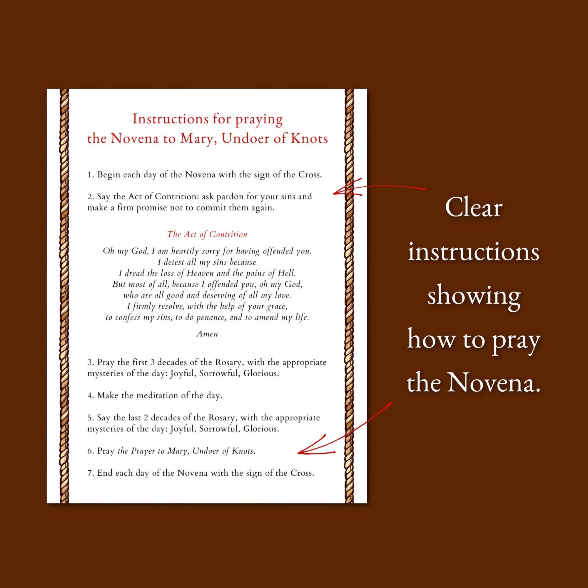 Novena of Mary Undoer of Knots Prayer Cards Printable Novena Prayer Novena of Mary Undoer of Knots Prayer Cards Printable Novena Prayer