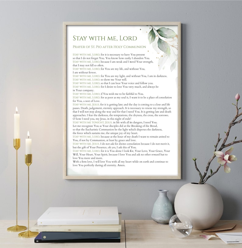 Stay With Me Lord St. Padre Pio Prayer Printable, Padre Pio Prayer, Fr ...