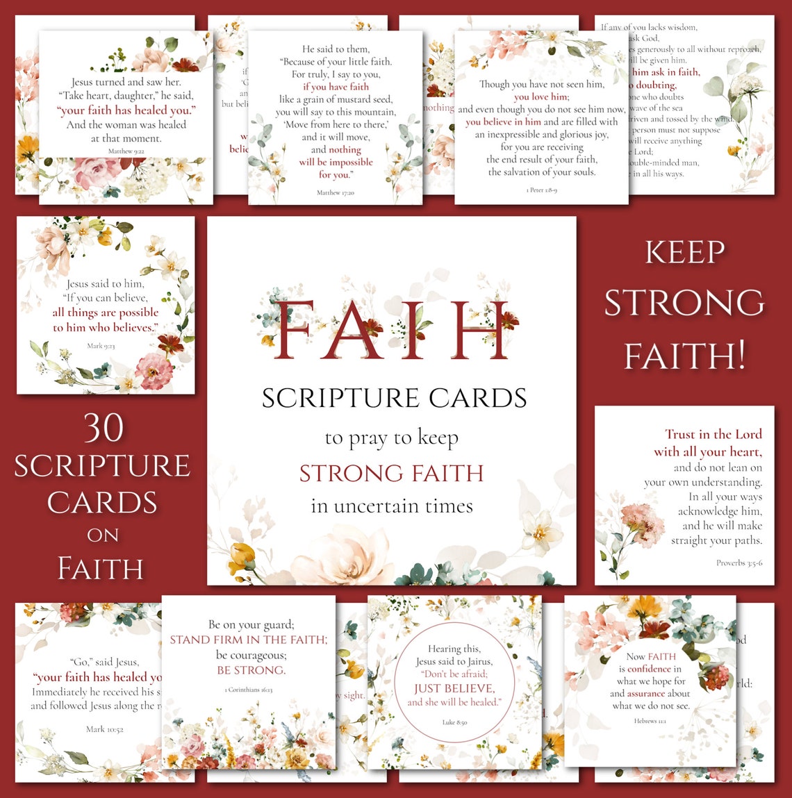 FAITH Scripture Cards Printable, Faith Bible Verse Cards, Faith