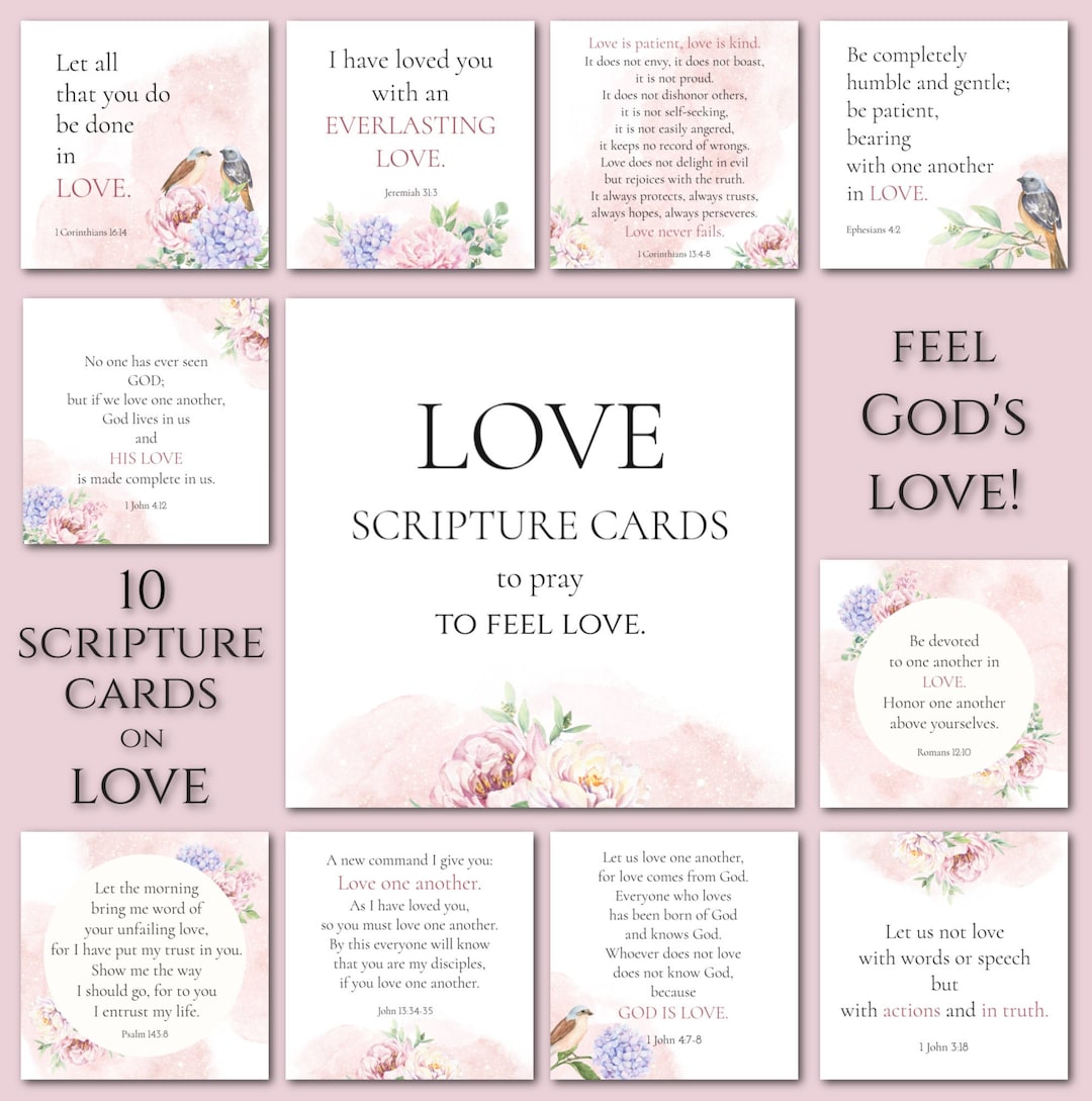 LOVE Scripture Cards Printable, Bible Verse Cards, Scripture Cards Digital  Print, Christian Note Cards, Christian Gift, Uplifting Cards - Etsy Finland, image size:1080x1089