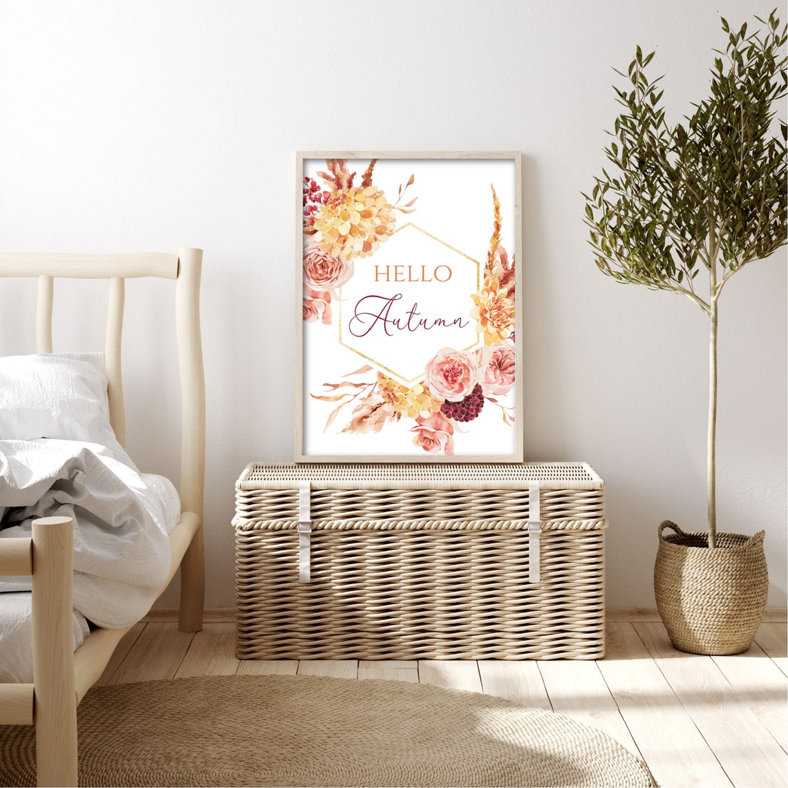 Hello Autumn Wall Art Printable, Hello Fall Wall Decor, DIY Fall Decor